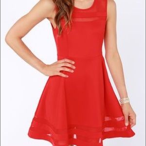 ‼️SALE‼️lulu’s red mesh insert dress